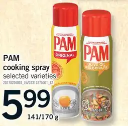 Fortinos PAM COOKING SPRAY, 141/170 g offer