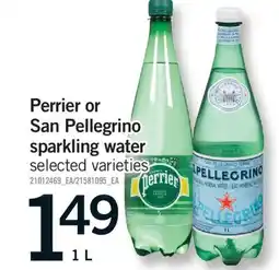 Fortinos PERRIER OR SAN PELLEGRINO SPARKLING WATER, 1 L offer