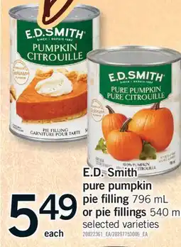 Fortinos E.D. SMITH PURE PUMPKIN PIE FILLING, 796 ML OR PIE FILLINGS, 540 ML offer