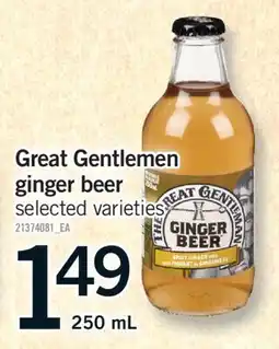 Fortinos GREAT GENTLEMEN GINGER BEER, 250 ML offer