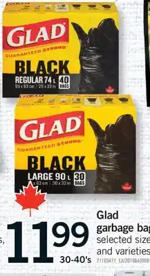 Fortinos GLAD GARBAGE BAGS, 30-40's offer