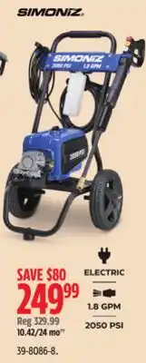Canadian Tire Simoniz 2050 PSI Electric Pressure Washer with Foam Blaster offer