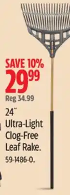 Canadian Tire 24˝ Ultra-Light Clog-Free Leaf Rake offer