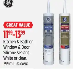 Canadian Tire Kitchen & Bath or Window & Door Silicone Sealant offer