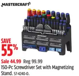 Canadian Tire Mastercraft 150-Pc Screwdriver Set with Magnetizing Stand offer