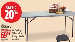 Canadian Tire For Living 6´ Folding Table with Carry Handle offer