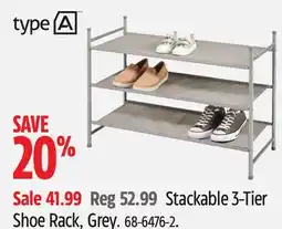 Canadian Tire type A Stackable 3-Tier Shoe Rack, Grey offer