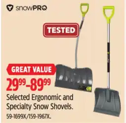 Canadian Tire Selected Ergonomic and Specialty Snow Shovels offer