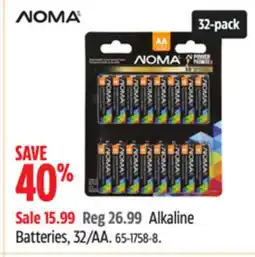 Canadian Tire Noma Alkaline Batteries, 32/AA offer