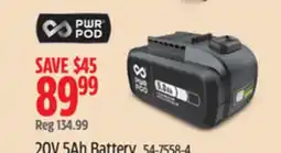 Canadian Tire PWR POD 20V 5Ah Battery offer