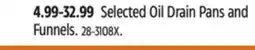 Canadian Tire Selected Oil Drain Pans and Funnels offer