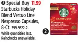 Canadian Tire Starbucks Holiday Blend Vertuo Line Nespresso Capsules offer