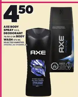 Loblaws AXE BODY SPRAY 113 G, DEODORANT BODY 76/85 G OR BODY WASH, 473 ML offer