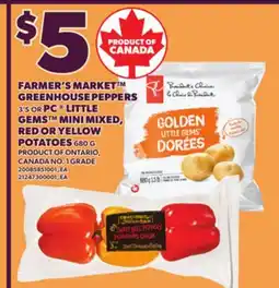 Loblaws FARMER'S MARKET GREENHOUSE PEPPERS 3'S OR PC LITTLE GEMS MINI MIXED, RED OR YELLOW POTATOES 680 G offer