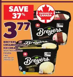 Loblaws BREYERS CREAMERY STYLE ICE CREAM, 1.41 L offer