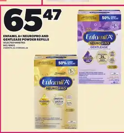 Loblaws ENFAMIL A+ NEUROPRO AND GENTLEASE POWDER REFILLS, 862/890 G offer