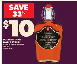 Loblaws PC 100% PURE MAPLE SYRUP, 500 ML offer
