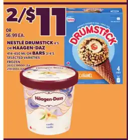 Loblaws NESTLÉ DRUMSTICK 4'S OR HAAGEN-DAZ 414-450 ML OR BARS offer