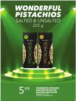 Loblaws WONDERFUL PISTACHIO ROASTED NO SALT OR ROASTED AND SALTED, 225 G offer