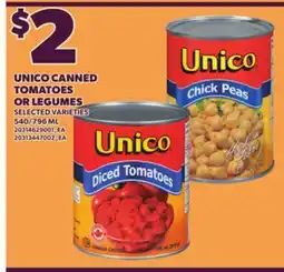 Loblaws UNICO CANNED TOMATOES OR LEGUMES, 540/796 ML offer