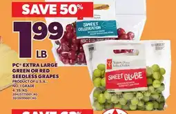Loblaws PC EXTRA LARGE GREEN OR RED offer