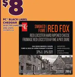 Loblaws PC BLACK LABEL CHEDDAR, 200/250 G offer