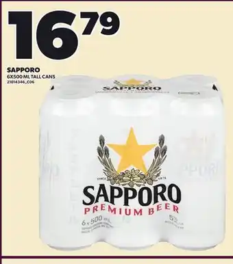 Loblaws SAPPORO, 6X500 ML offer