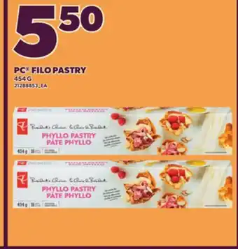 Loblaws PC FILO PASTRY, 454 G offer