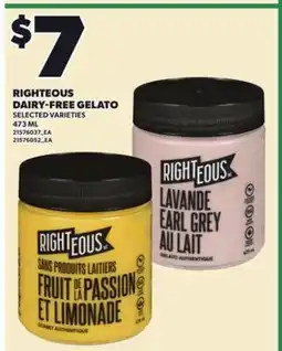 Loblaws RIGHTEOUS DAIRY-FREE GELATO, 473 ML offer