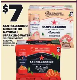 Loblaws SAN PELLEGRINO MOMENTI OR NATURALI SPARKLING WATER, 6X330 ML offer