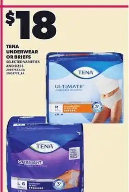 Loblaws TENA UNDERWEAR OR BRIEFS offer