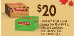 Loblaws LARABAR FRUIT & NUT ENERGY BAR 16X45/48 G offer