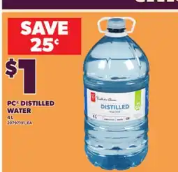 Loblaws PC DISTILLED WATER, 4 L offer