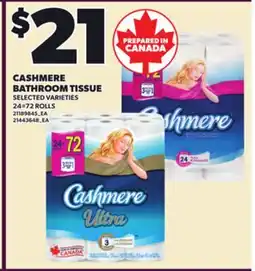 Loblaws CASHMERE BATHROOM TISSUE, 24=72 ROLLS offer