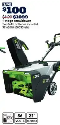 RONA EGO 1-stage snowblower offer