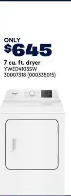 RONA WHIRLPOOL 7 cu. ft. dryer offer