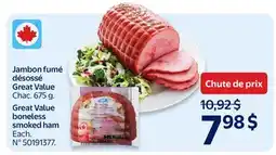Walmart Great Value boneless smoked ham offer