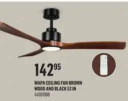 Canac Wapa Ceiling Fan Brown Wood and Black 52in offer