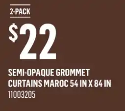 Canac Semi-Opaque Grommet Curtains Maroc 54inx84in offer