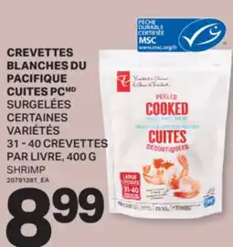 L'Intermarché CREVETTES BLANCHES DU PACIFIQUE CUITES, 31 - 40 CREVETTES PAR LIVRE, 400 G | SHRIMP offer