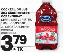 L'Intermarché COCKTAIL OU JUS AUX CANNEBERGES | JUICE OR CRANBERRY COCKTAIL, 1,89 L offer