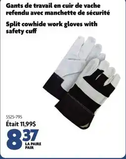 Home Hardware BOB DALE Split cowhide work gloves with safety cuff offer
