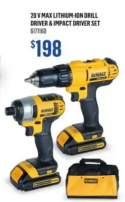 Canac DEWALT 20 V Max Lithium-Ion Drill Driver & Impact Driver Set offer