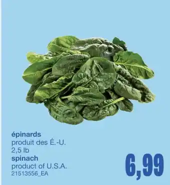 Wholesale Club ÉPINARDS, 2,5 LB offer