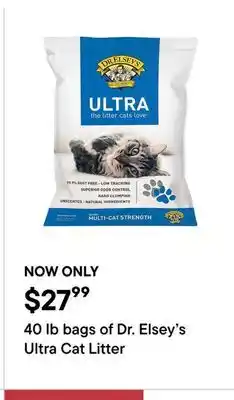 Petvalu 40 lb bags of Dr. Elsey's Ultra Cat Litter offer