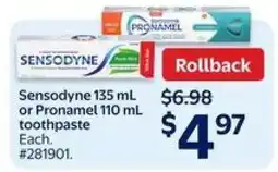 Walmart Sensodyne 135 mL or Pronamel 110 mL Toothpaste offer