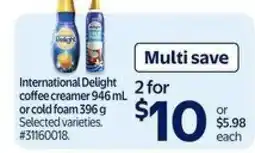 Walmart International Delight Coffee Creamer or Cold Foam offer