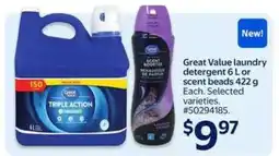 Walmart Great Value laundry detergent or scent beads offer