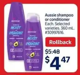 Walmart Aussie Shampoo or Conditioner offer