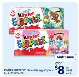 Walmart KINDER SURPRISE chocolate eggs 3-pack offer